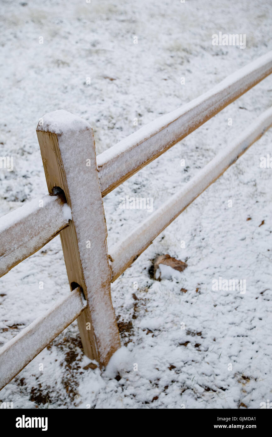 Split Rail Fence in Winter Stock Photo - Alamy