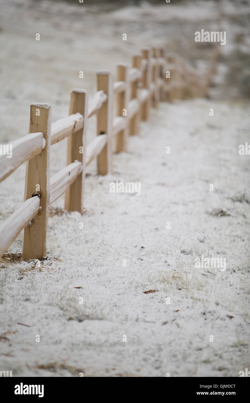 Split Rail Fence in Winter Stock Photo - Alamy