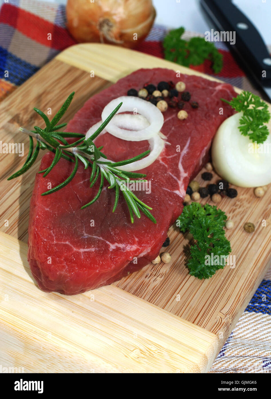 raw bovine steak Stock Photo