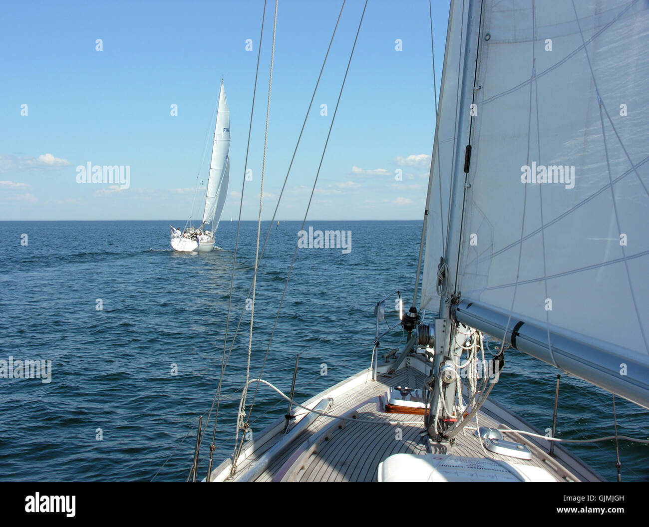 sail yachtsman sailing boats Stock Photo