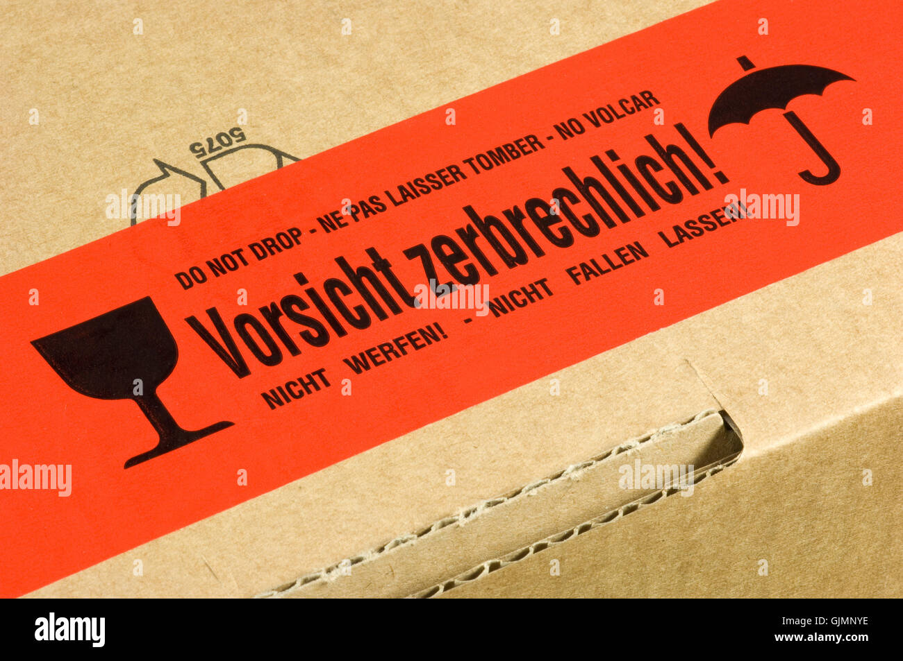 careful caution parcel Stock Photo