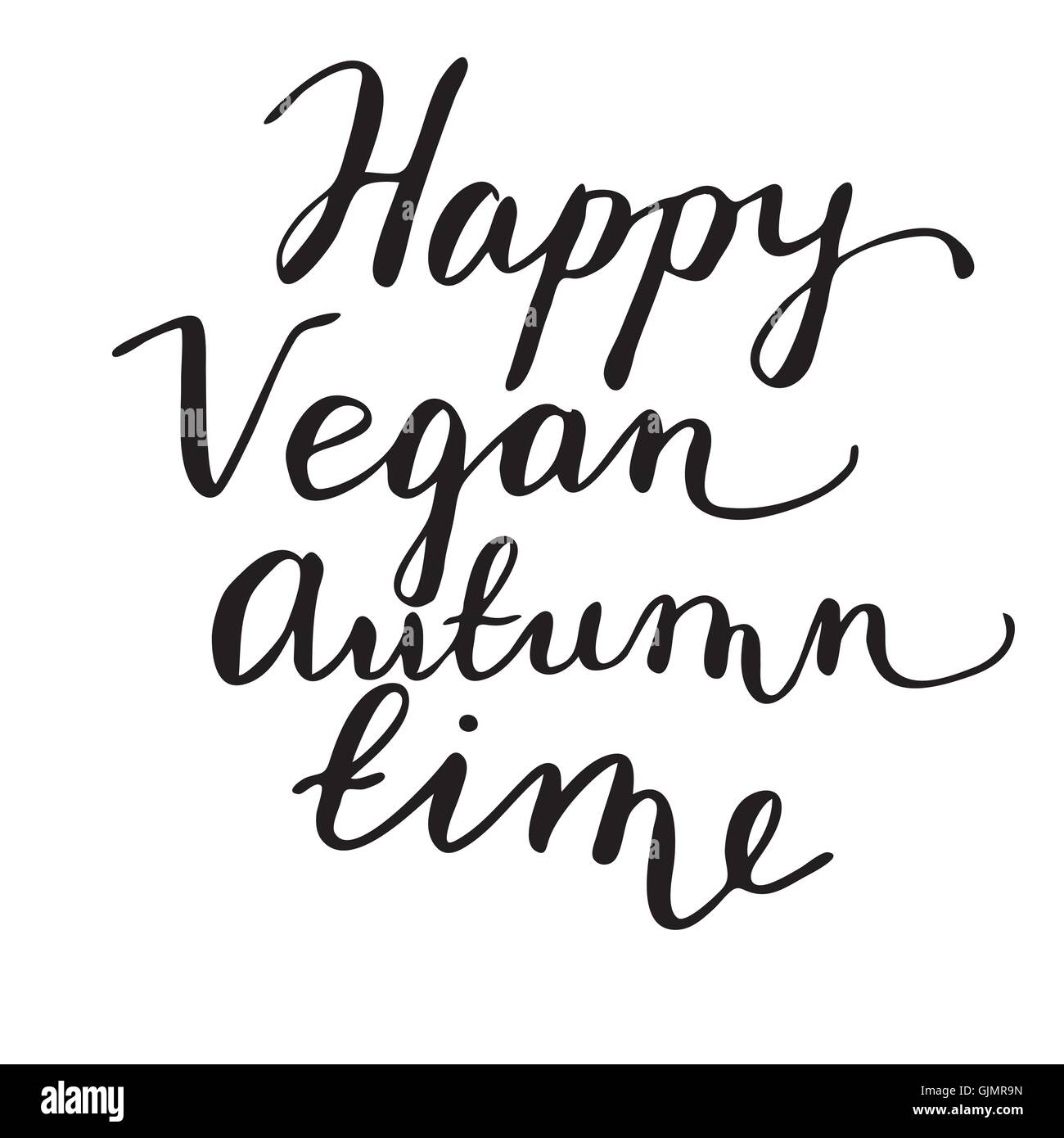 Happy Vegan Autumn Time Hand drawn lettering card Stock Vector Image ...
