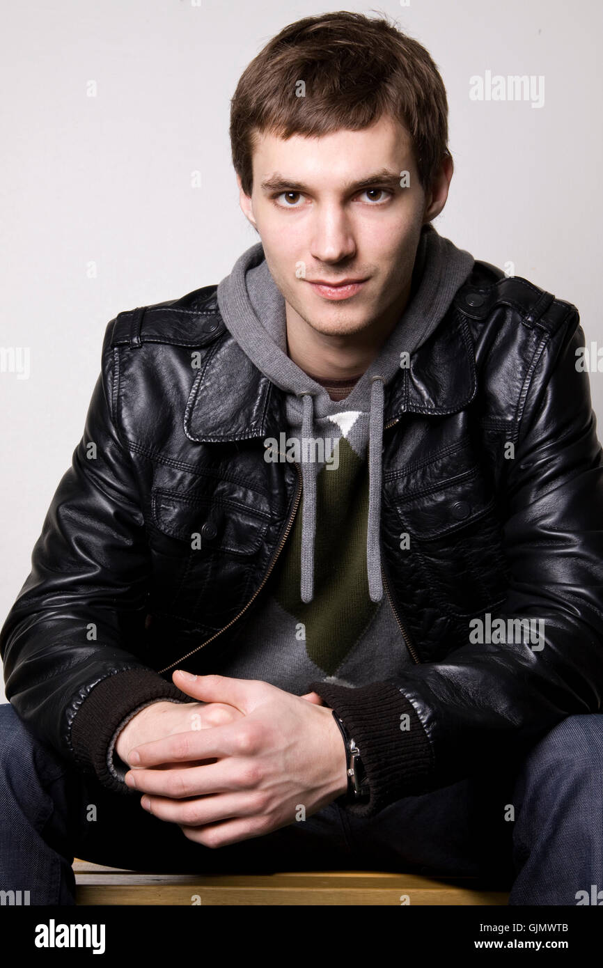 jacket handsome put Stock Photo