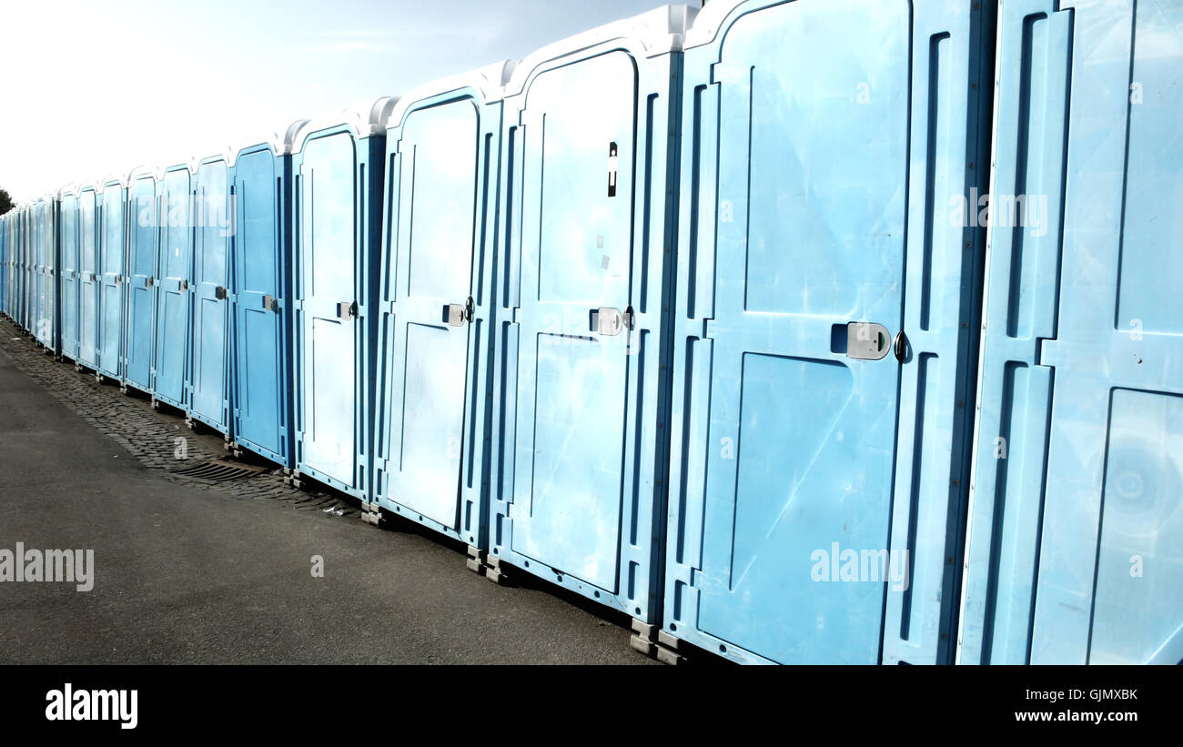 toilet toilets blue Stock Photo
