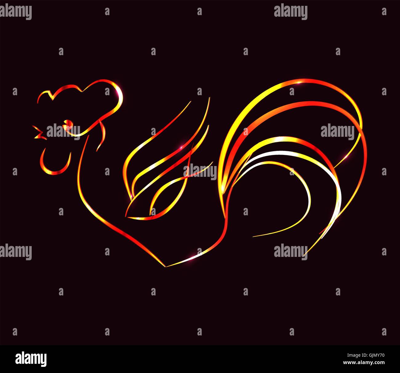 bright fire rooster on a black background Stock Vector Image & Art - Alamy
