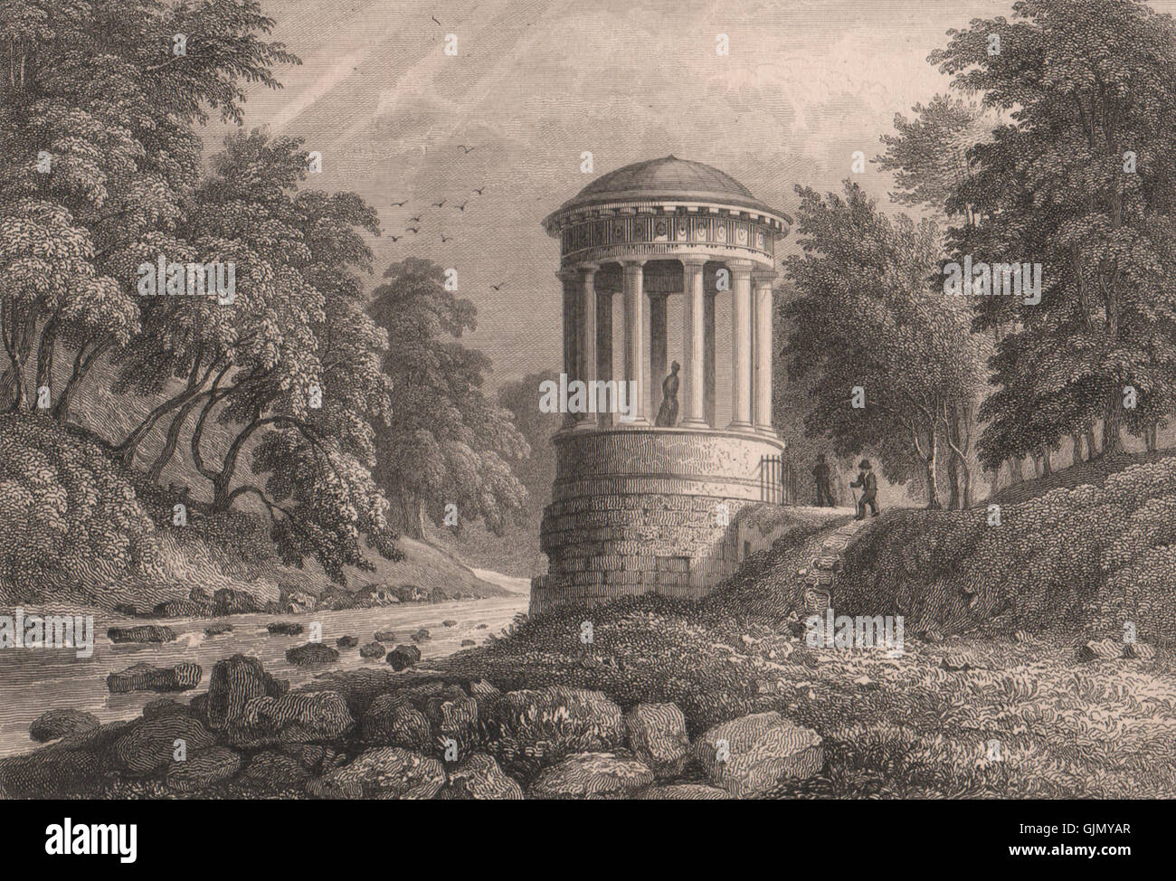 LEITH/EDINBURGH. St. Bernard's Well, Water of Leith. SHEPHERD, old print 1833 Stock Photo