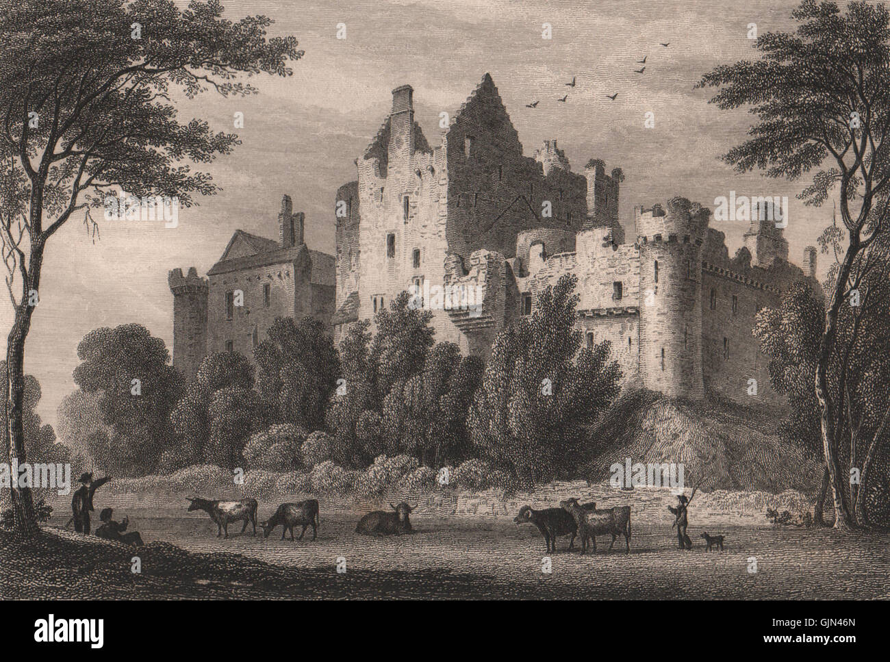 EDINBURGH. Craigmillar Castle. SHEPHERD, antique print 1833 Stock Photo