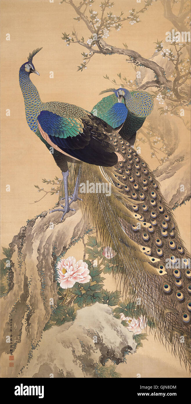 Imao Keinen   A Pair of Peacocks in Spring   Google Art Project Stock Photo
