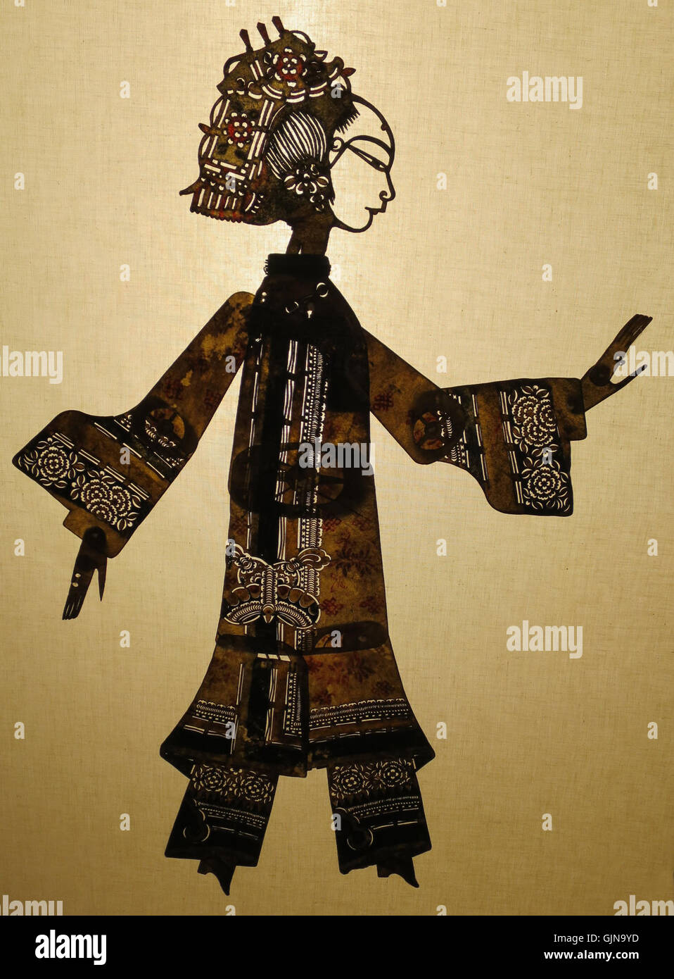 'Young Lady', 19th century, shadow puppet from Sichuan Province, Lin ...