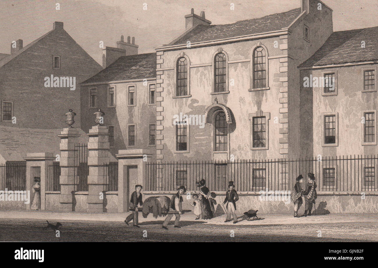 EDINBURGH. Trades Maiden Hospital, Arygle Square (demolished 1870).SHEPHERD 1833 Stock Photo
