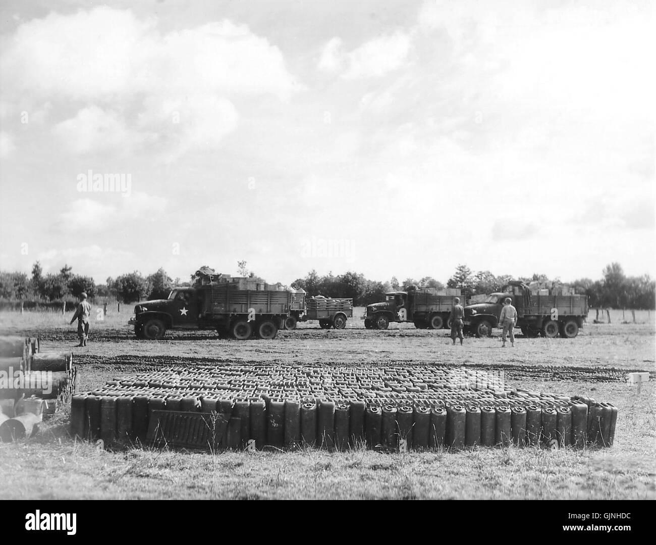 Red Ball Express Jerricans depot Stock Photo Alamy