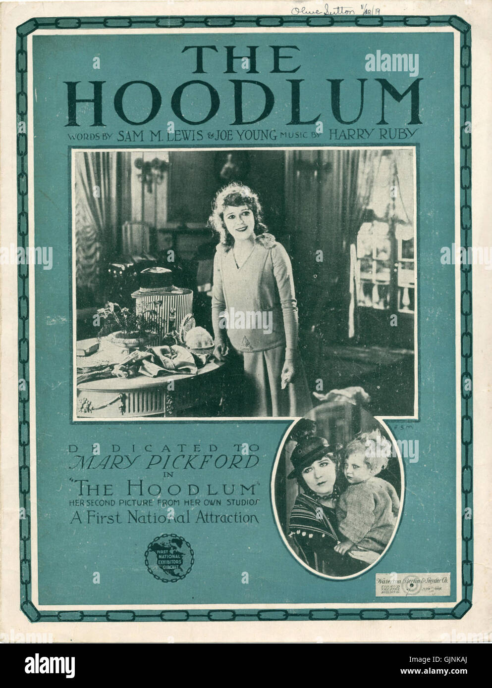1919 music sheet for Mary Pickford movie ‘The Hoodlum’ 1919 music sheet for Mary Pickford movie ‘The Hoodlum’