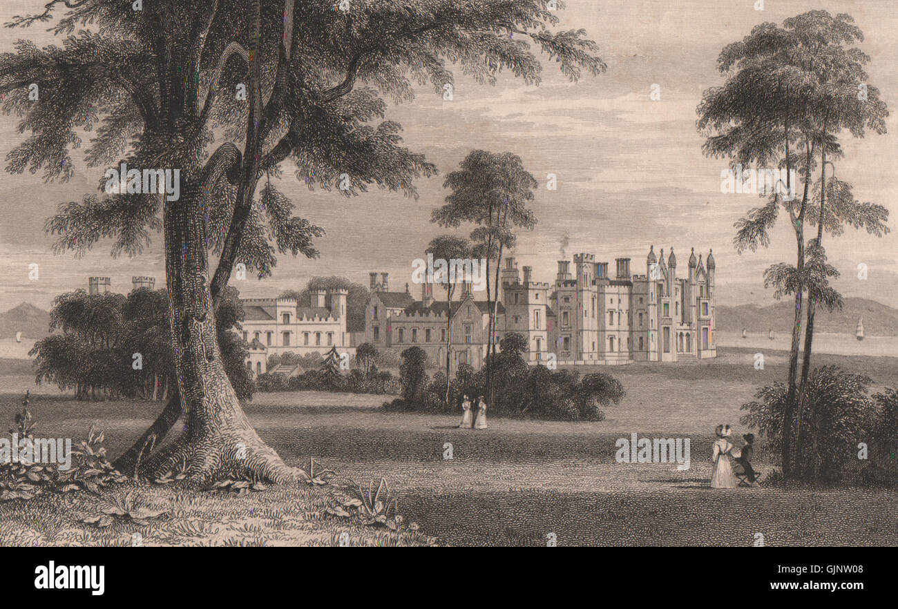 Conishead Priory, near Ulverston. Cumbria. HARWOOD, antique print 1829 Stock Photo