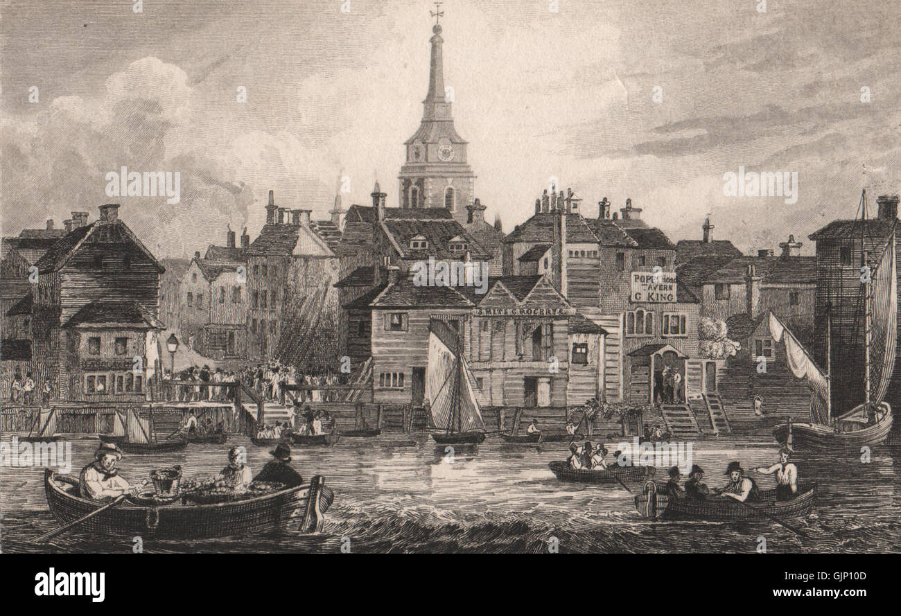 Gravesend, showing St George's Church. Kent. FUSSELL, antique print 1829 Stock Photo