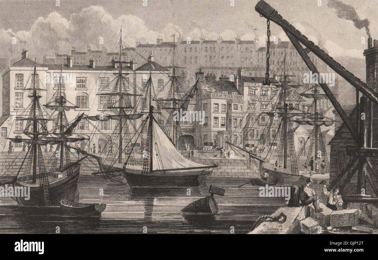 The quay at Ramsgate. Kent. FUSSELL, antique print 1829 Stock Photo