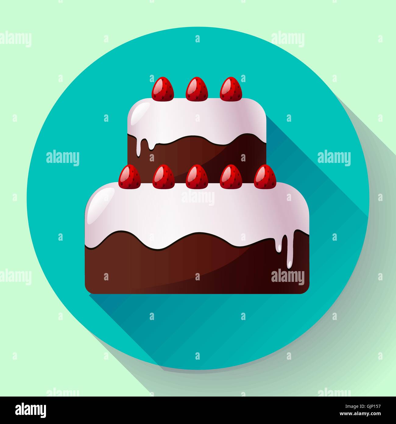 Vector chocolate wedding cake with Strawberries Stock Vector Image ...