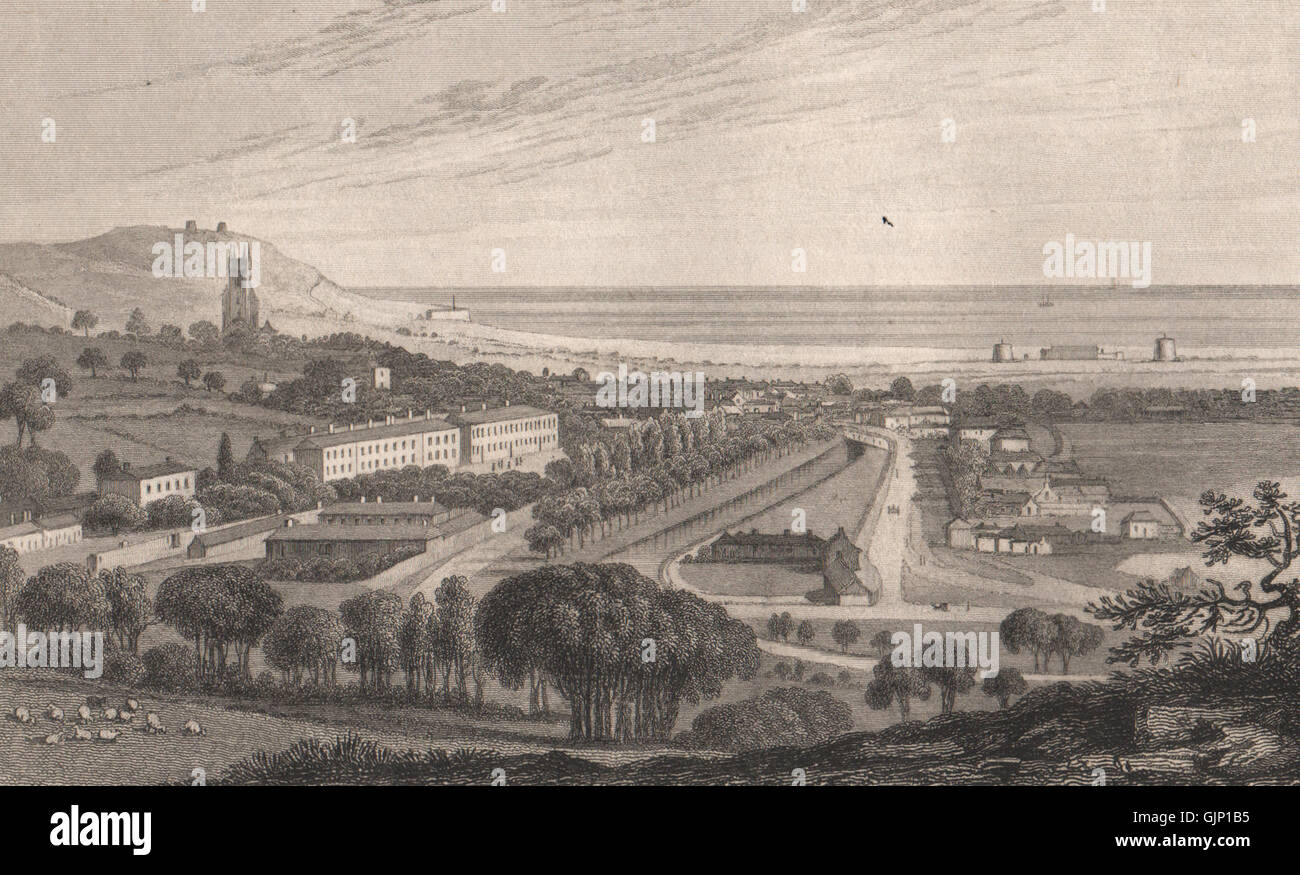 IPSWICH New Artillery Militia Barracks Antique Print 1855