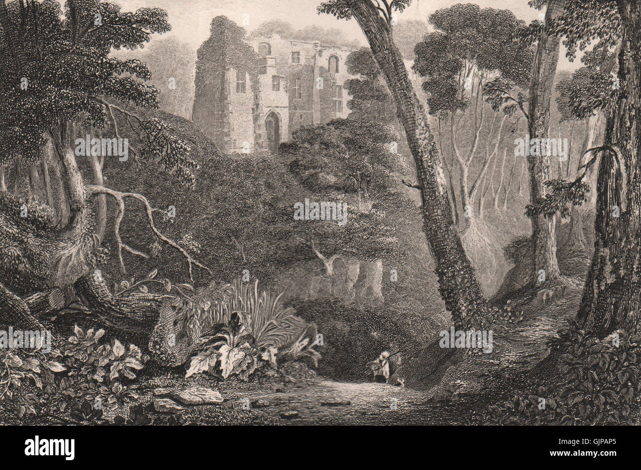 Dunfermline Palace, Fife. Scotland, antique print 1845 Stock Photo Alamy