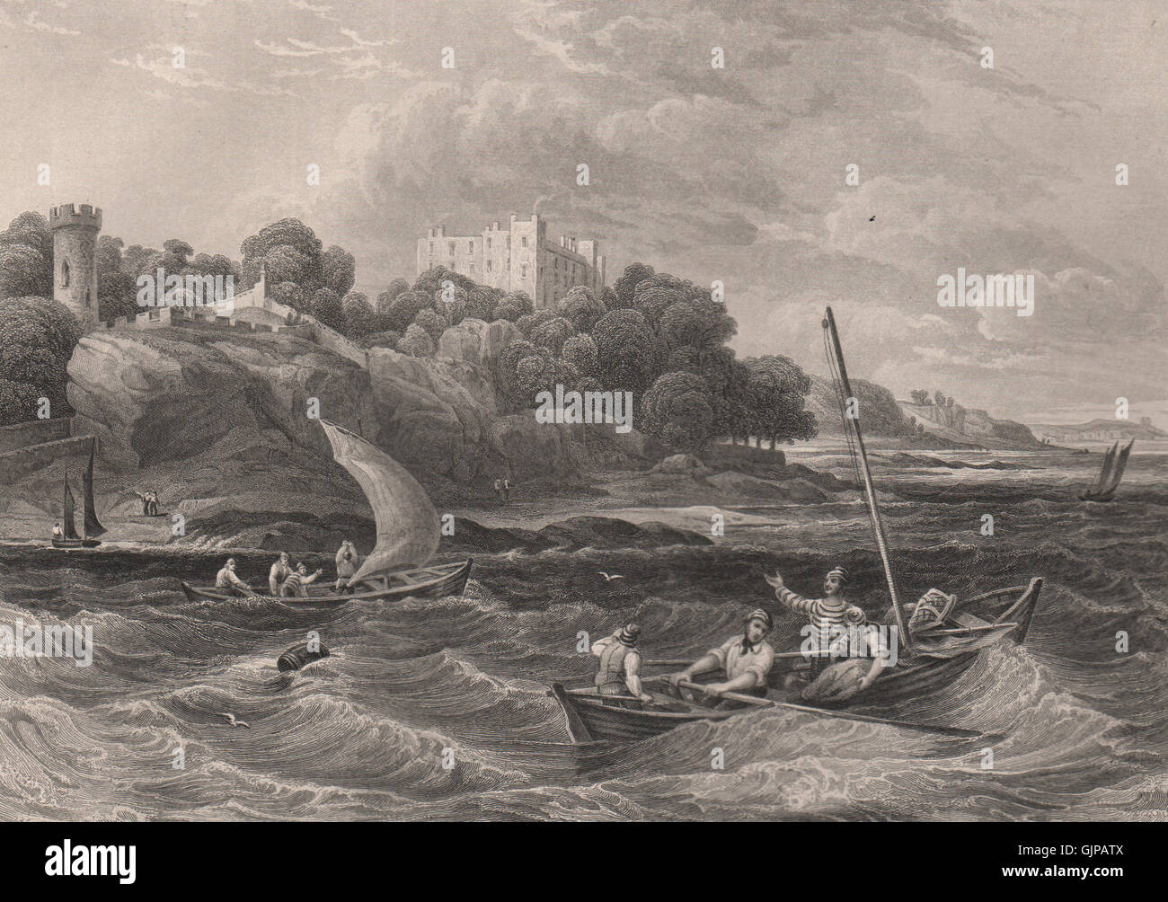 Wemyss Castle, Fife. Scotland, antique print 1845 Stock Photo Alamy