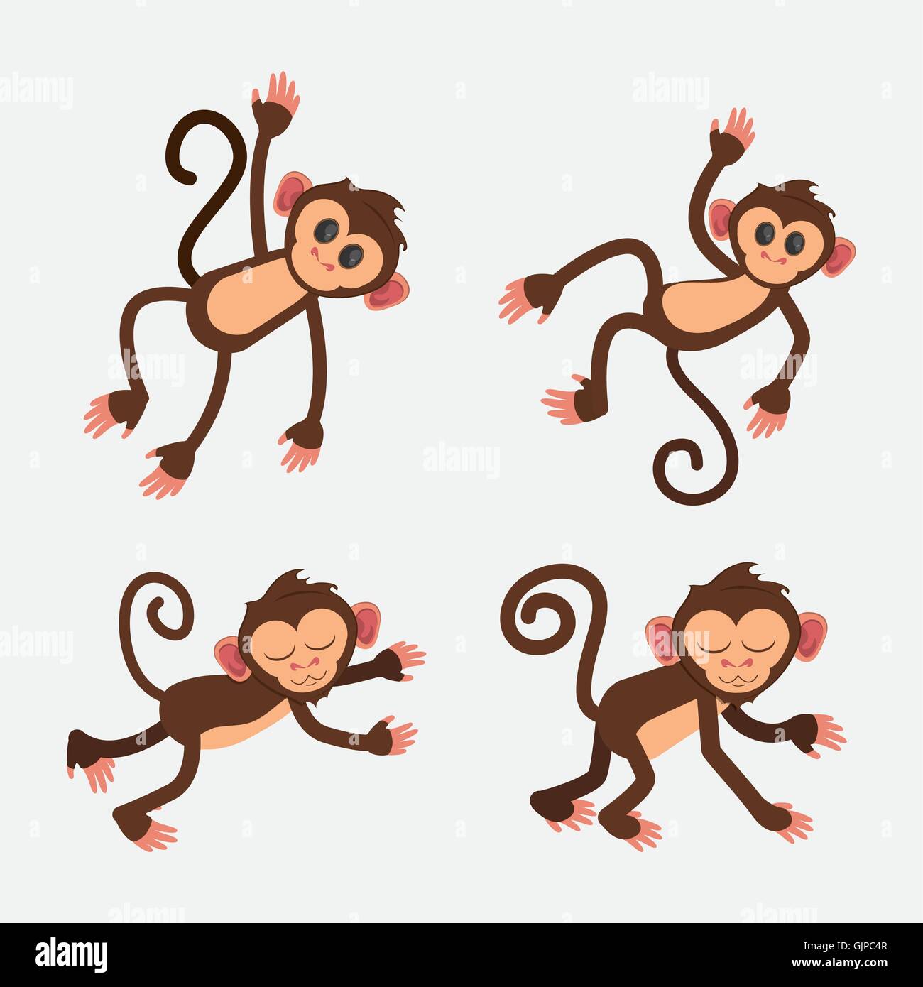 Monkey set cartoon animal design Stock Vector Image & Art - Alamy