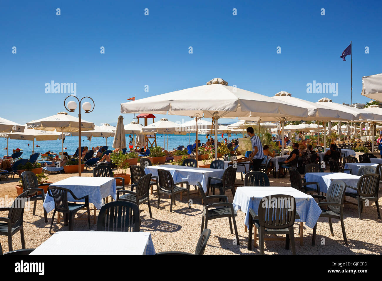 Seaside restaurant in Palaio Faliro neighborhood. Stock Photo