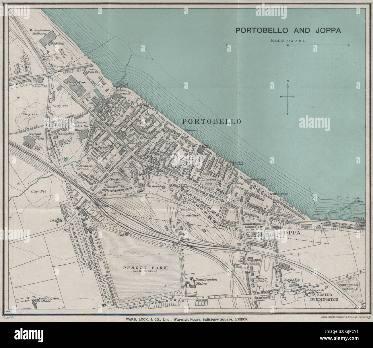 Map Of Portobello Edinburgh Portobello And Joppa Vintage Town/City Plan. Scotland. Ward Lock, 1934 Old  Map Stock Photo - Alamy