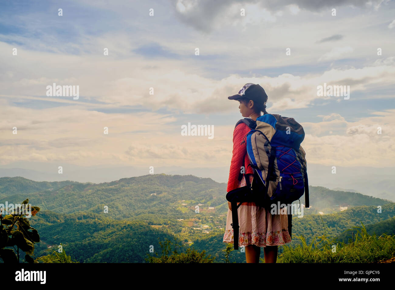 Girl on hill top hi-res stock photography and images - Alamy
