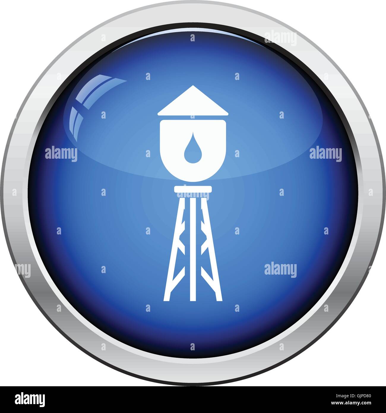 Water tower icon. Glossy button design. Vector illustration Stock ...