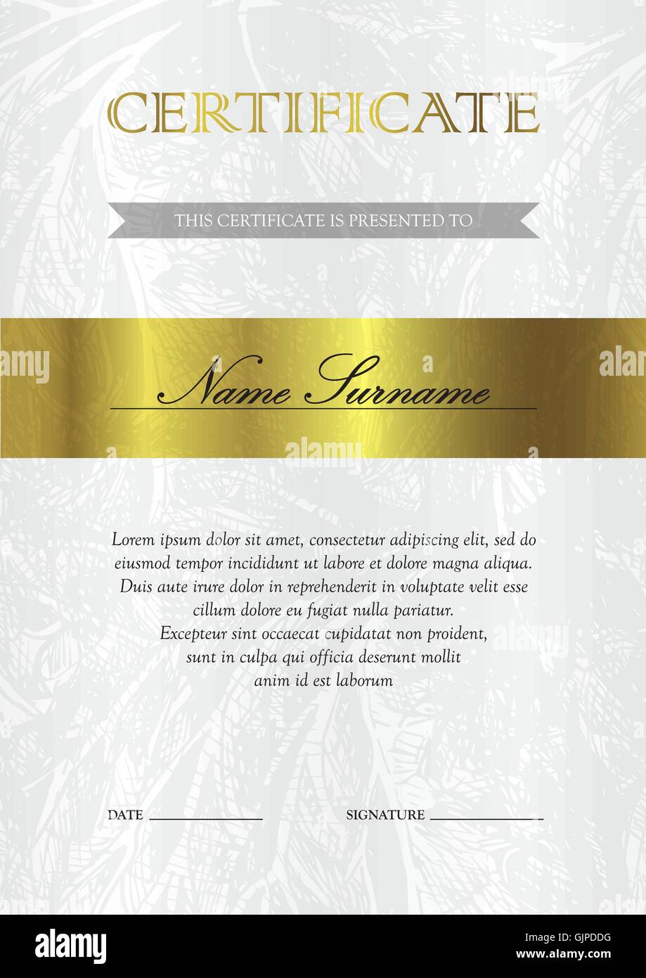 Vertical gold certificate and diploma template with vintage, floral ...