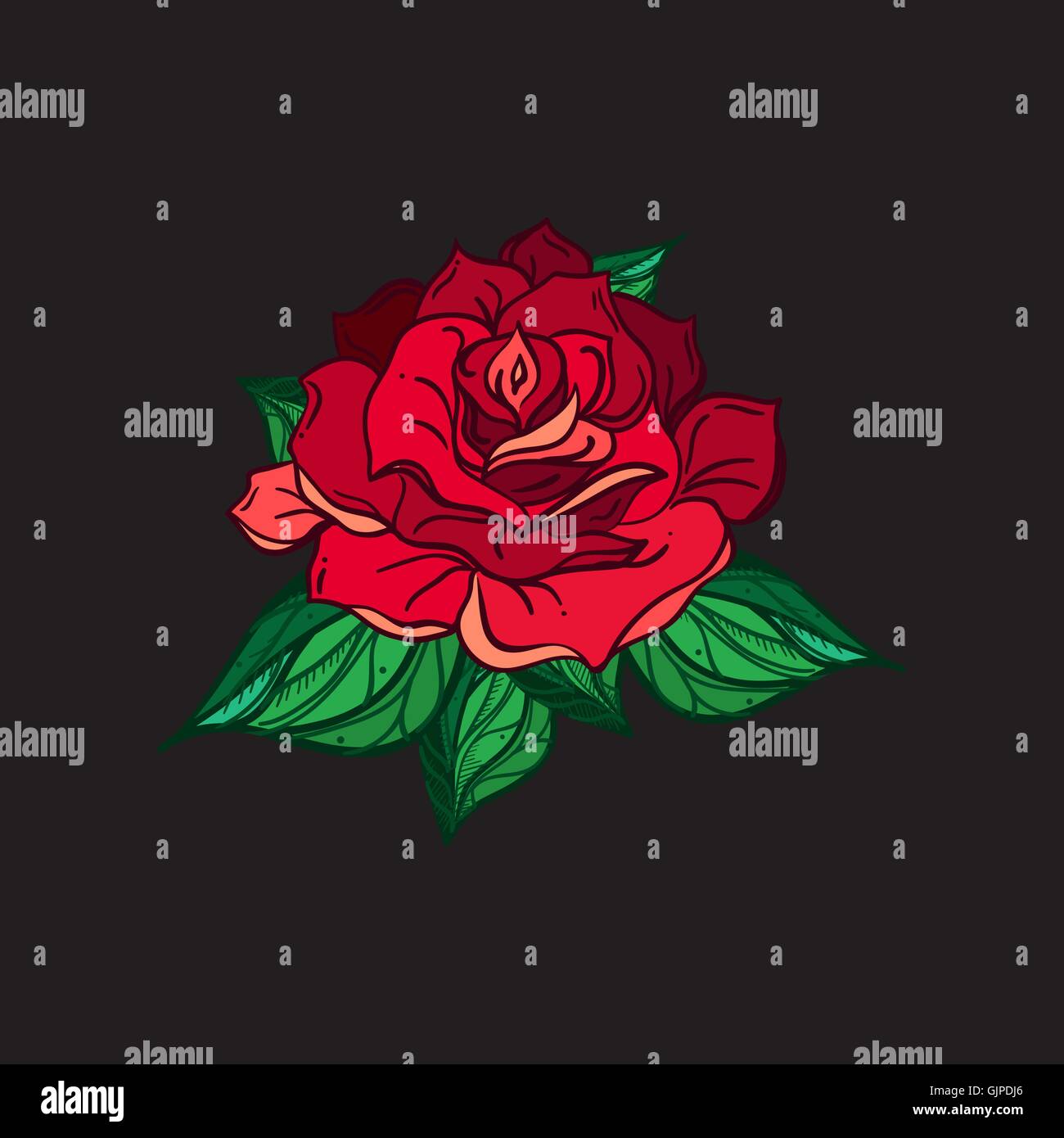Hand Drawn Wedding Rose. Flower Template for wedding, holiday ...