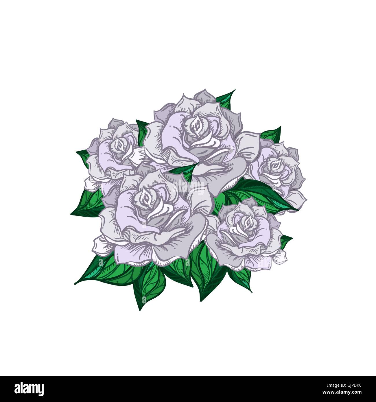 Hand Drawn Wedding Rose Bouquet. Flower Template for wedding, holiday,  celebration. Rose for print, tattoo and digital art. Vec Stock Vector Image  & Art - Alamy