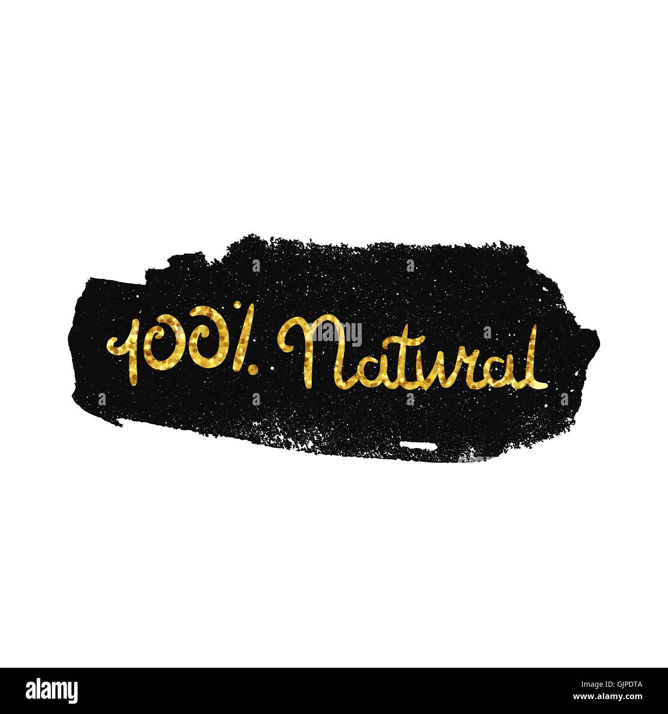 Hand drawn gold ecology and 100 percents natural lettering. Isolated ...