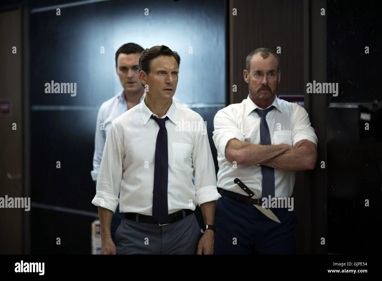 The Belko Experiment is an upcoming American horror thriller film directed by Greg McLean and written by James Gunn. The film stars John Gallagher, Jr., Tony Goldwyn, Adria Arjona, and Melonie Diaz.   This photograph is for editorial use only and is the copyright of the film company and/or the photographer assigned by the film or production company and can only be reproduced by publications in conjunction with the promotion of the above Film. A Mandatory Credit to the film company is required. The Photographer should also be credited when known. Stock Photo
