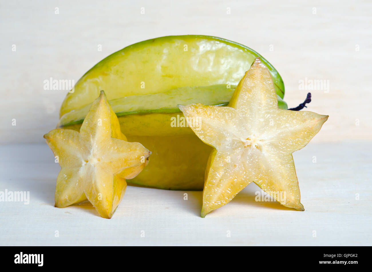 Star apple fruit (Also known as Carambola, starfruit, Averrhoa apple carambola, Bilimbi, Arkin in Florida, Dah Pon, Ma fueng, Ma Stock Photo