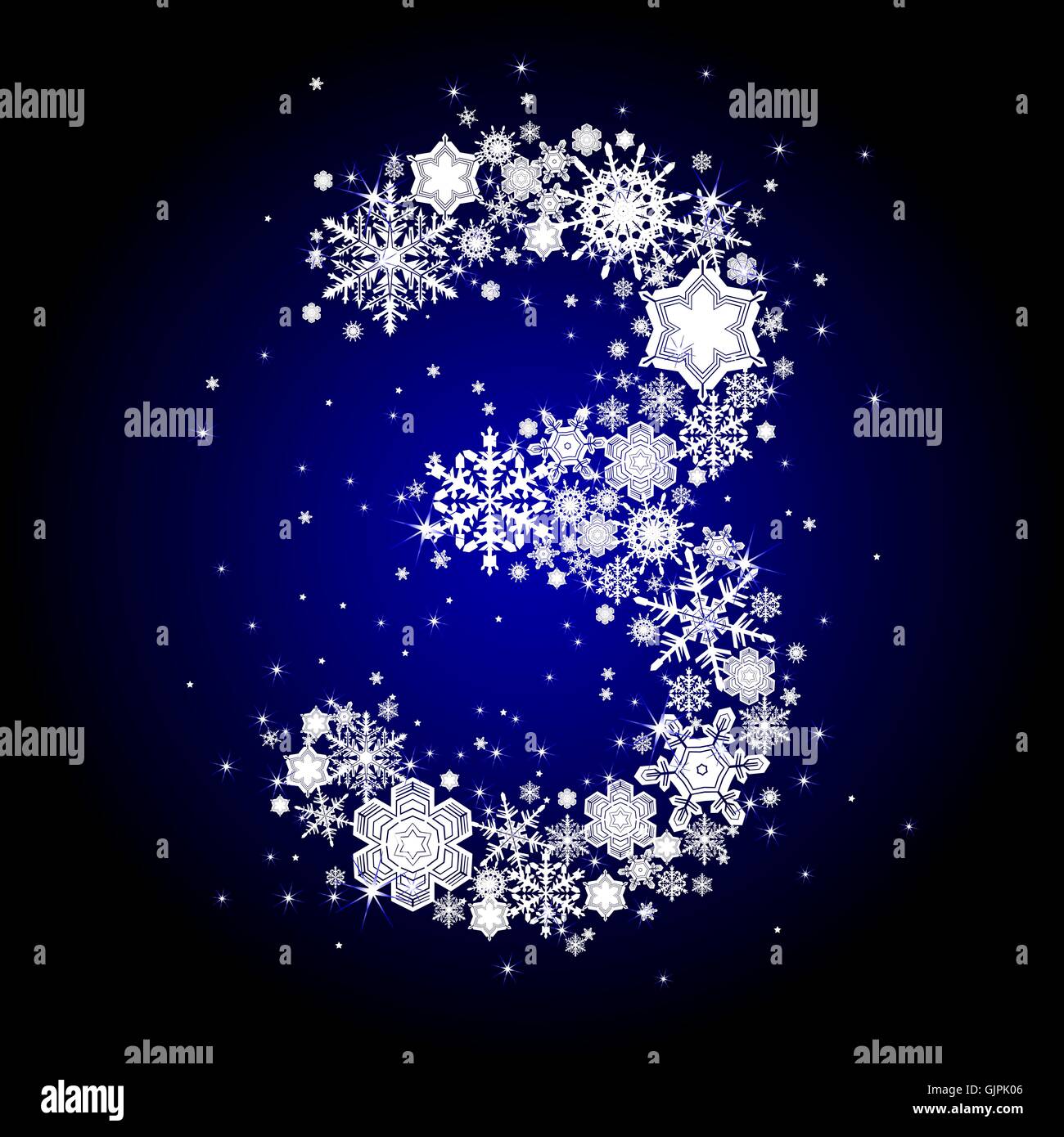 Three Number Snow Christmas alphabet number 3 vector illustration hi-res stock ...