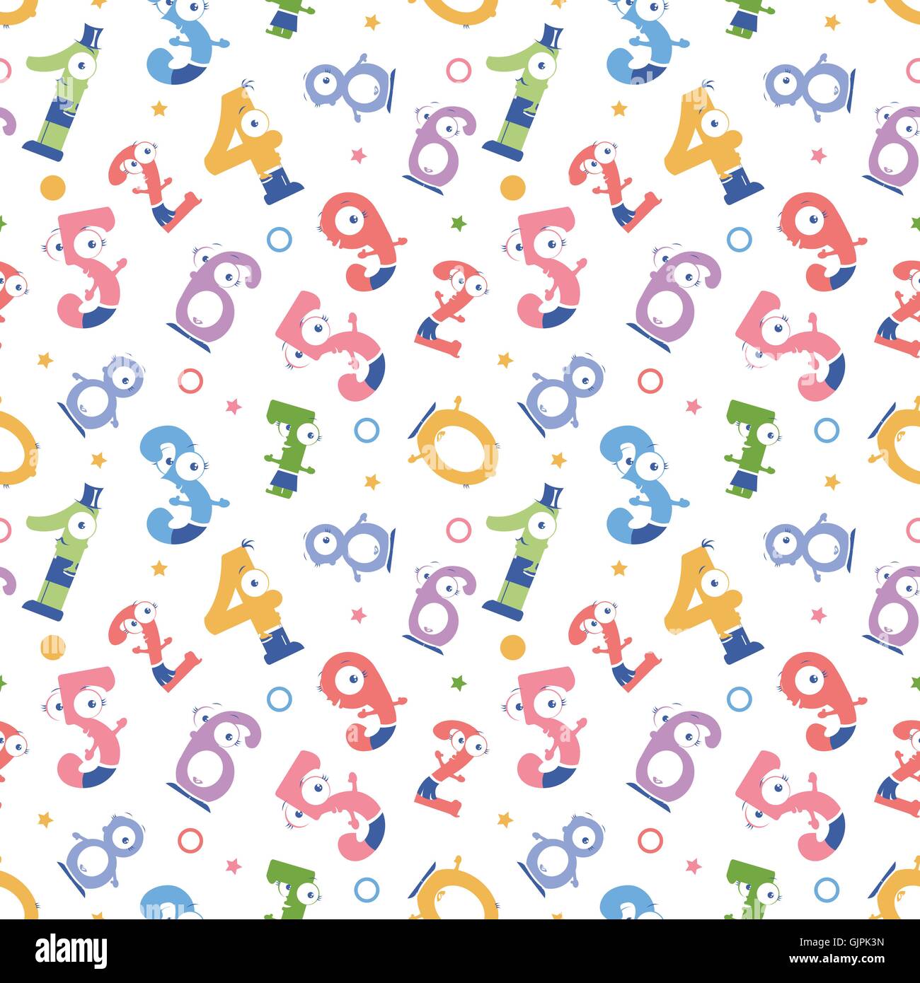 Fun numbers seamless pattern background Stock Vector