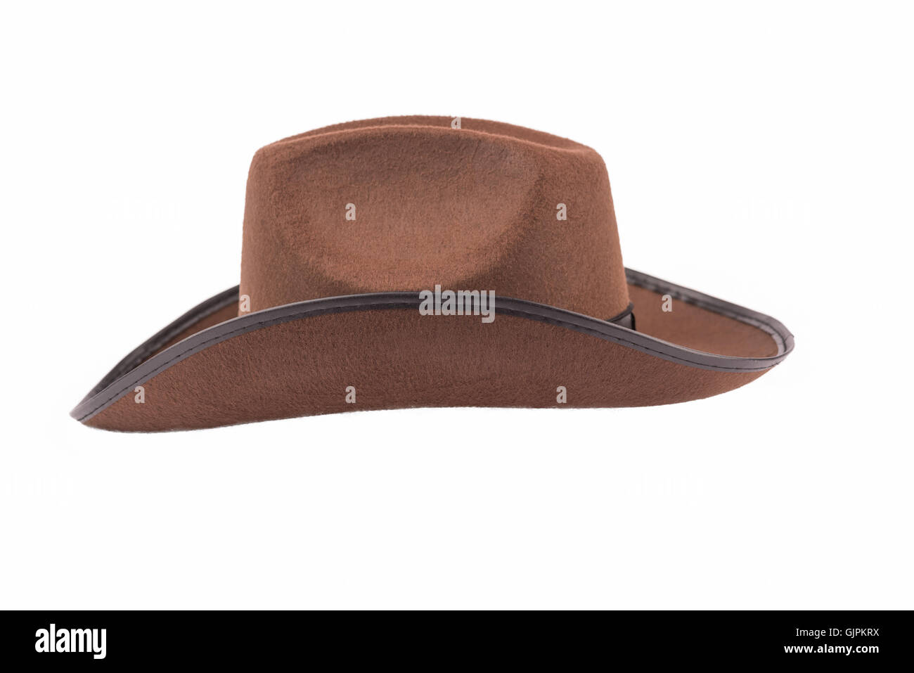 Brown felt cowboy hat isolated on white background Stock Photo