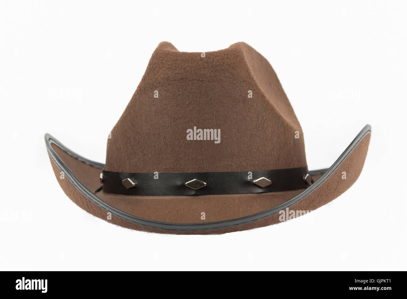 Brown felt cowboy hat with black band and diamond studs Stock Photo