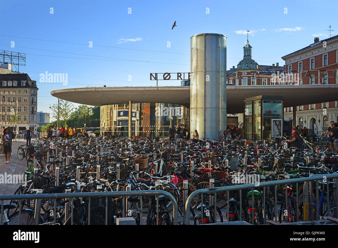 Copenhagen, Denmark - July 21, 2016: Bicycle parking on the square in Copenhagen Stock Photo