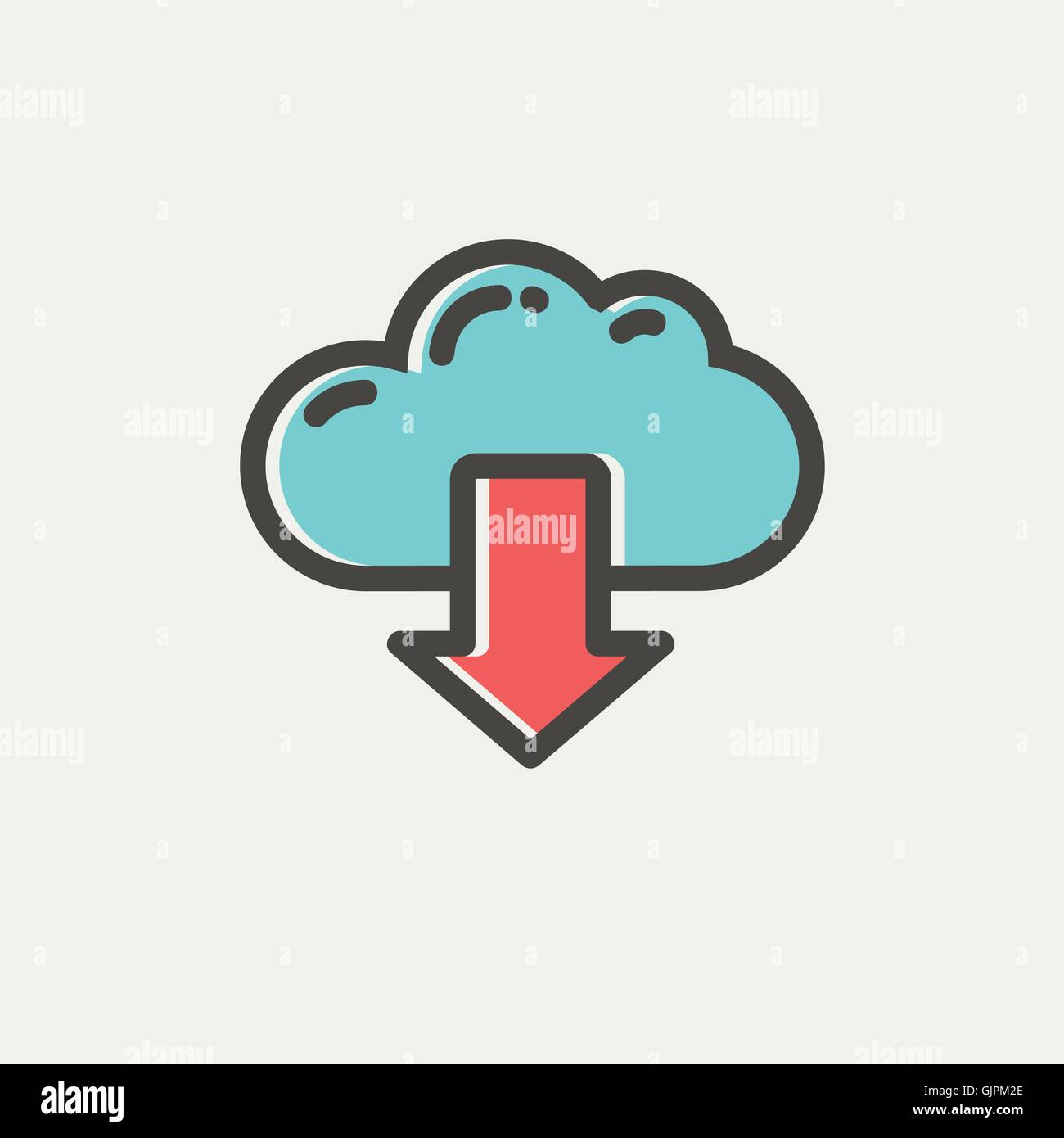 Cloud with arrow down thin line icon Stock Vector Image & Art - Alamy