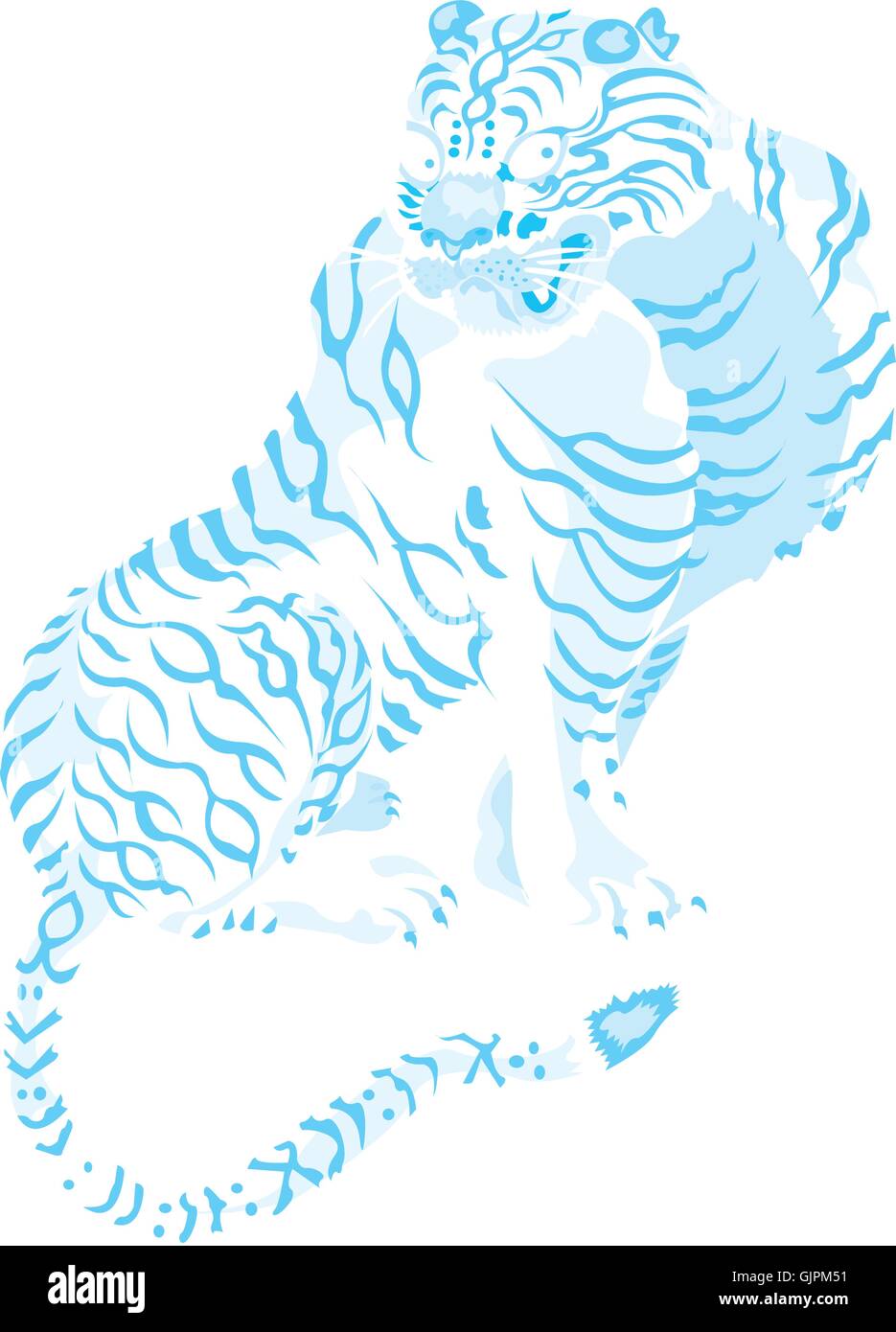 White Japanese Tiger Stock Vector