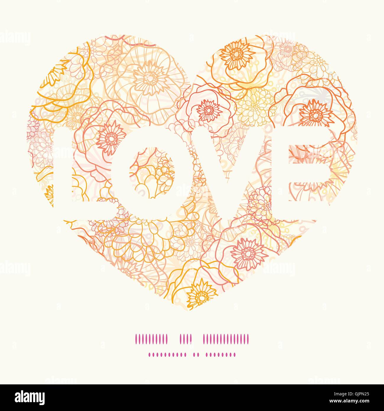 Vector warm flowers love text frame pattern invitation greeting Stock ...