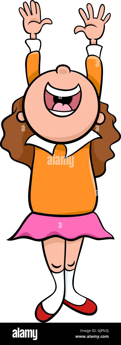 happy girl cartoon illustration Stock Vector Image & Art - Alamy
