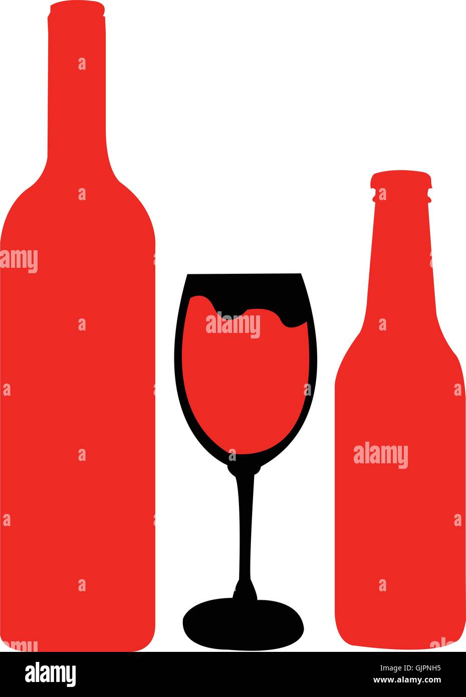 Wine Beer & A Glass Stock Vector