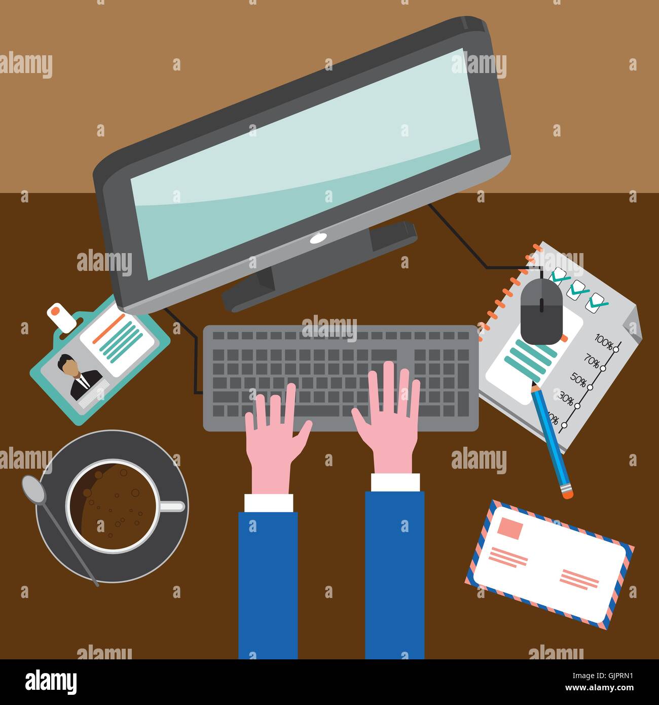 Business infographic with icons, computer and typing keyboard, flat ...