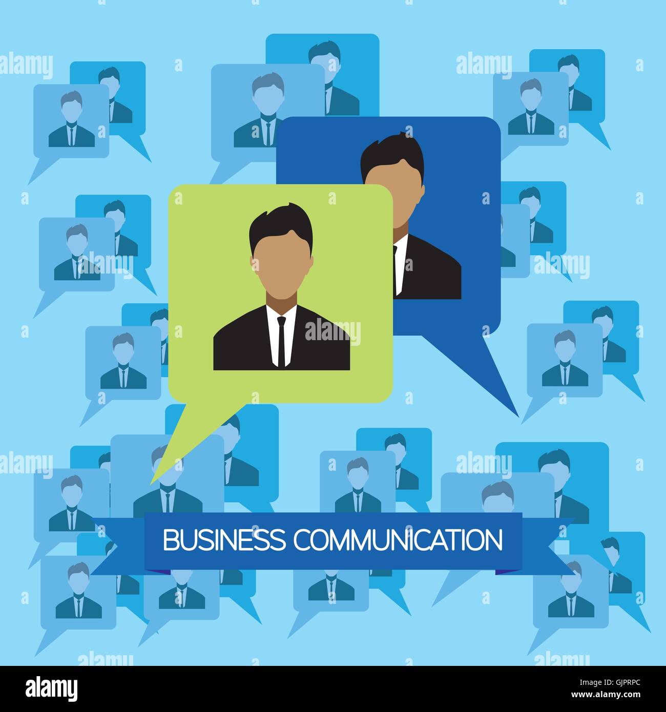 Business communication infographic with icons, persons and team members ...