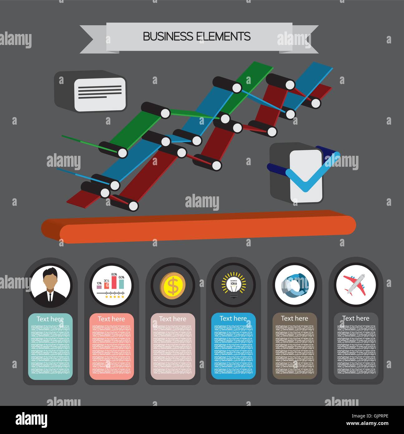 Business idea infographic with icons and charts, flat design. Digital ...