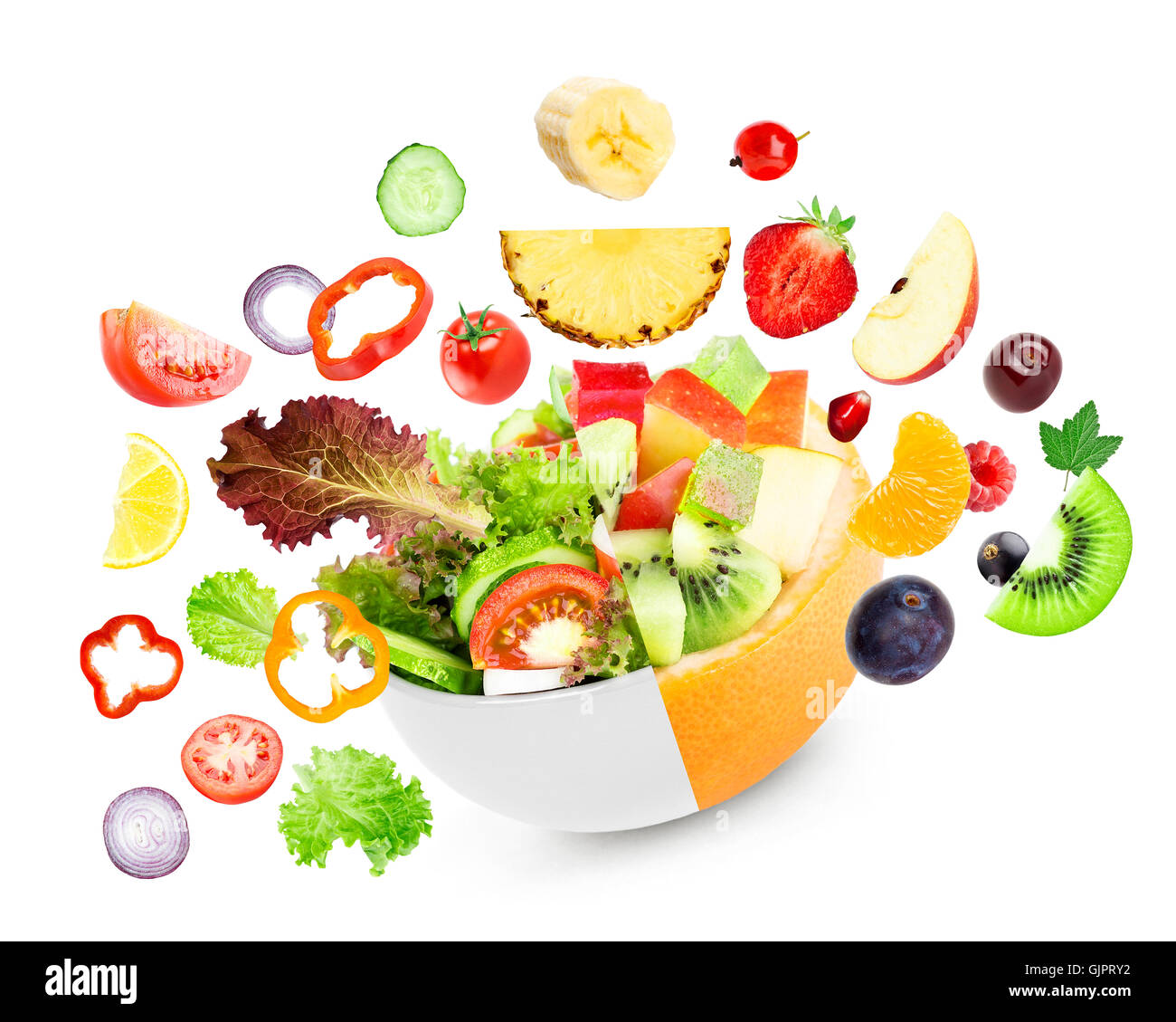 Curated visual reference: Visual Reference: Fruit And Vegetable Mixed Salad Food Concept Stock Photo