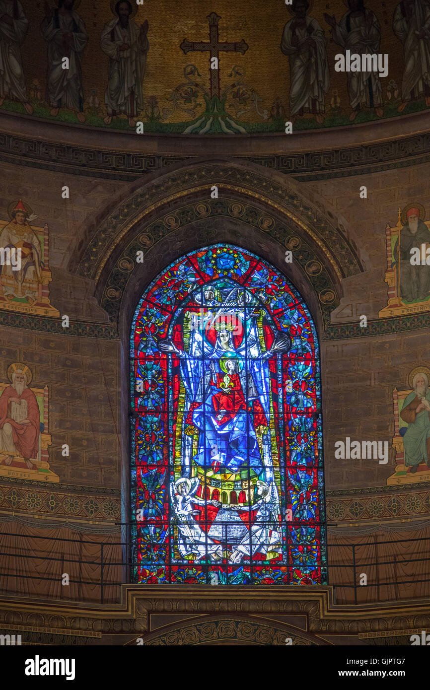 Stained glass window in Notre Dame Cathedral, Strasbourg. Stock Photo