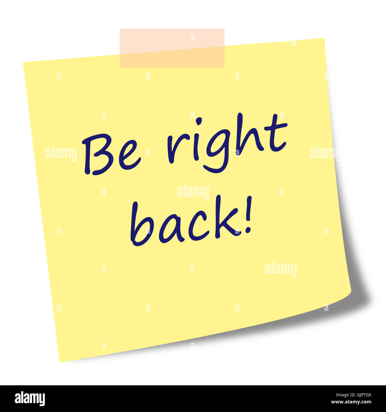 be right back note on post it illustration Stock Photo Alamy